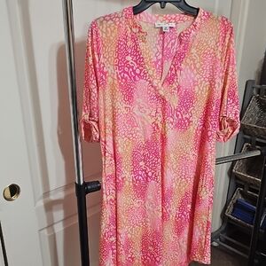 Vibrant Pink and Cream Women's Dress